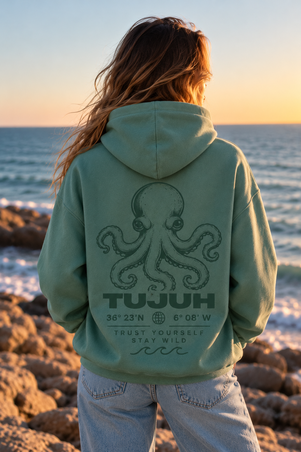 SUDADERA VERDE MOSS PULPO
